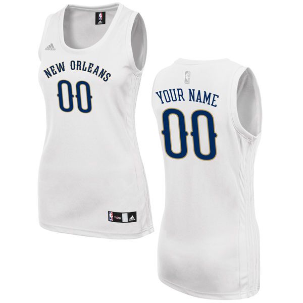 Women New Orleans Pelicans Adidas White Custom Fashion NBA Jersey
